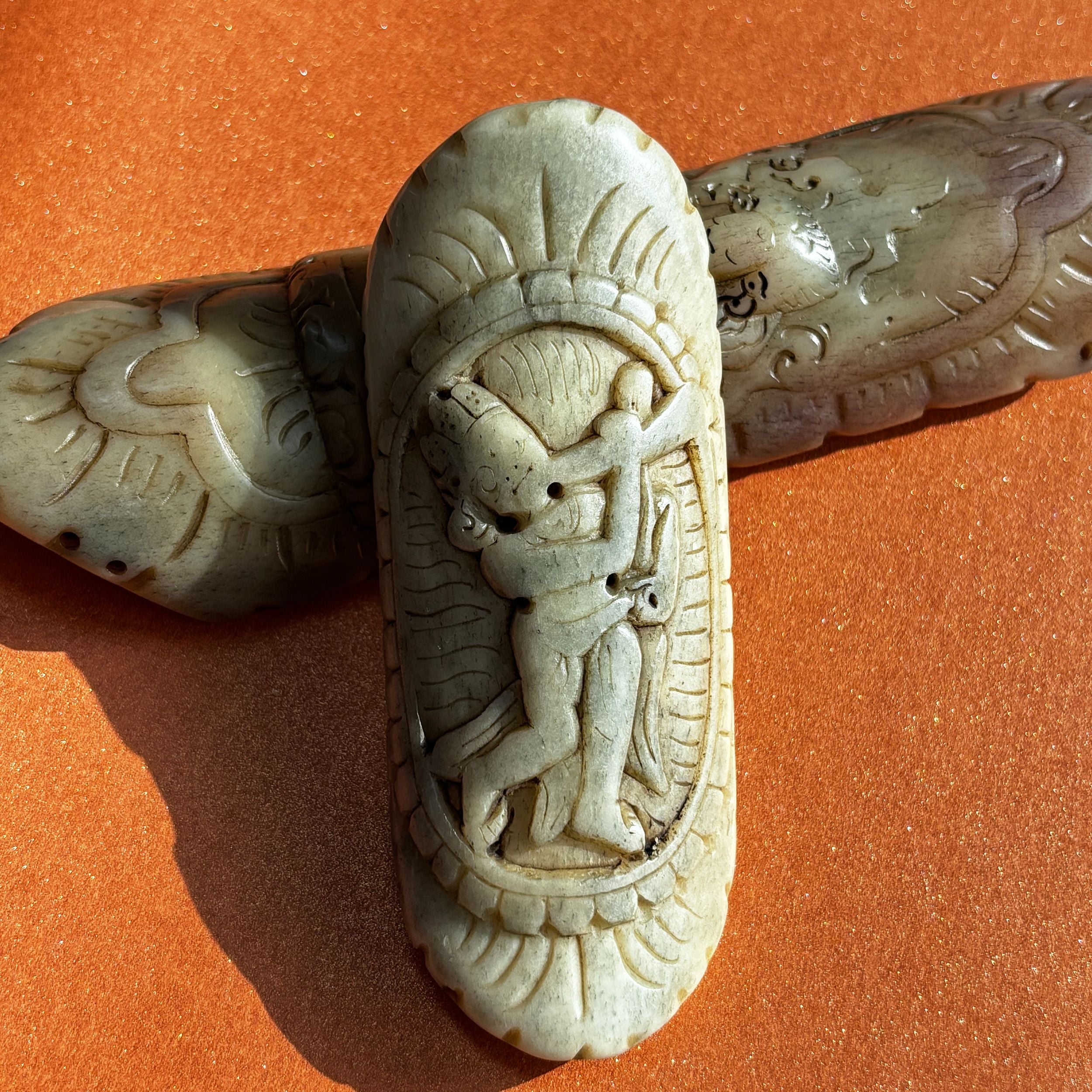 Tibetan Hand Carved Bone Guardian Amulet