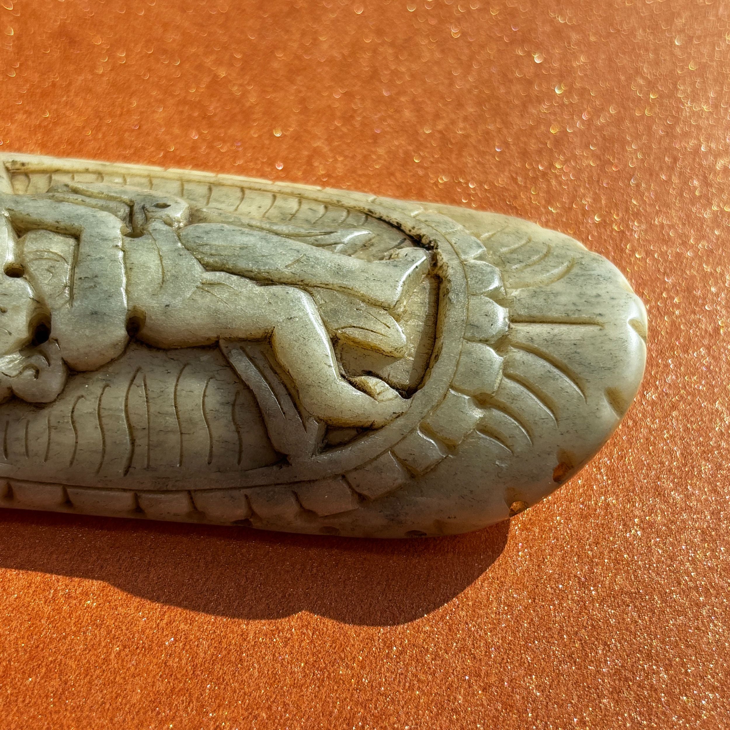 Tibetan Hand Carved Bone Guardian Amulet