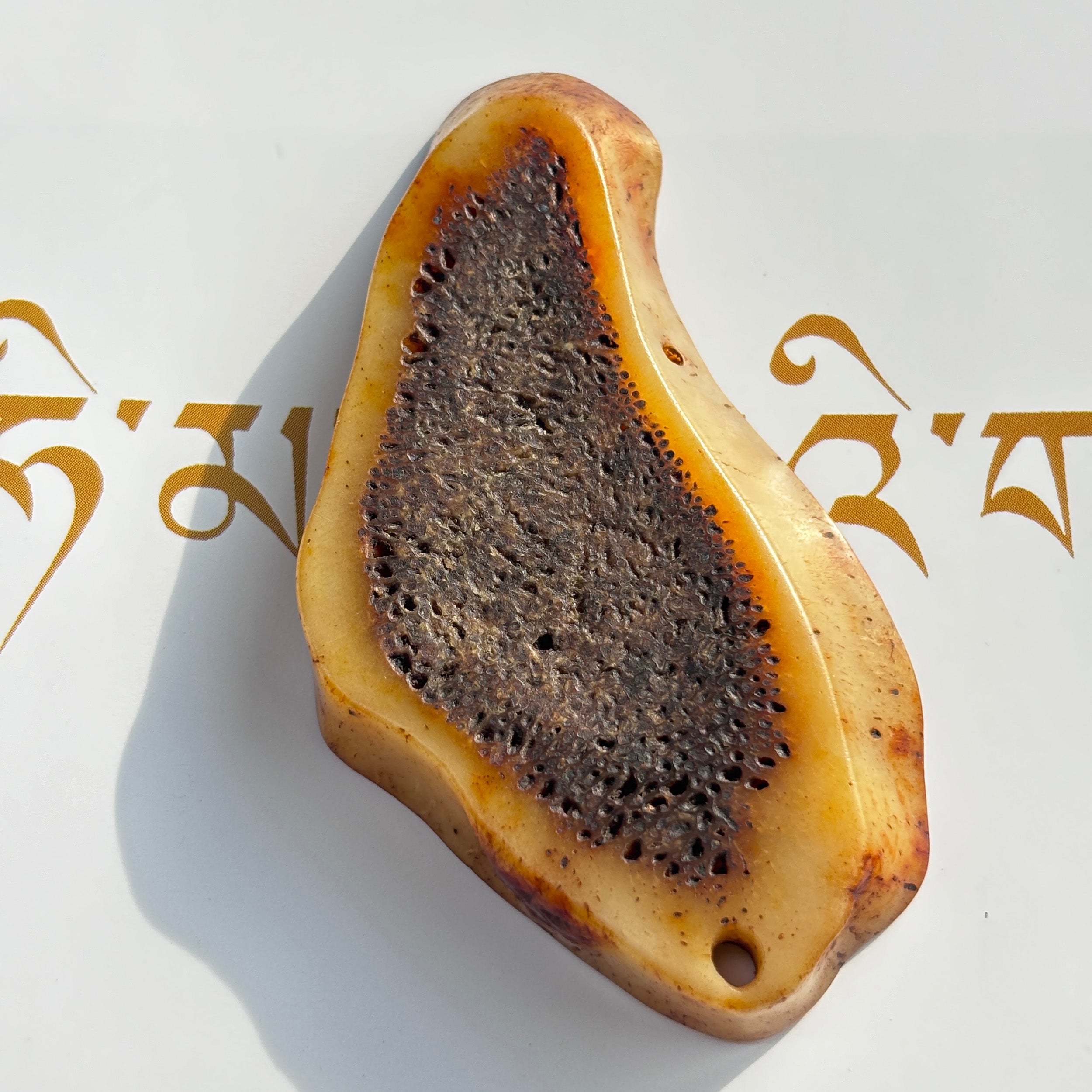 Tibetan Yak Bone Pendant Necklace Vintage Spiritual Amulet