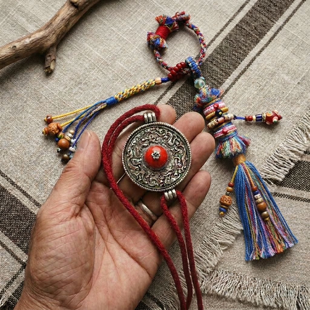 Tibetan Gau Amulet Necklace – Handmade Prayer Box Pendant for Protection & Blessings