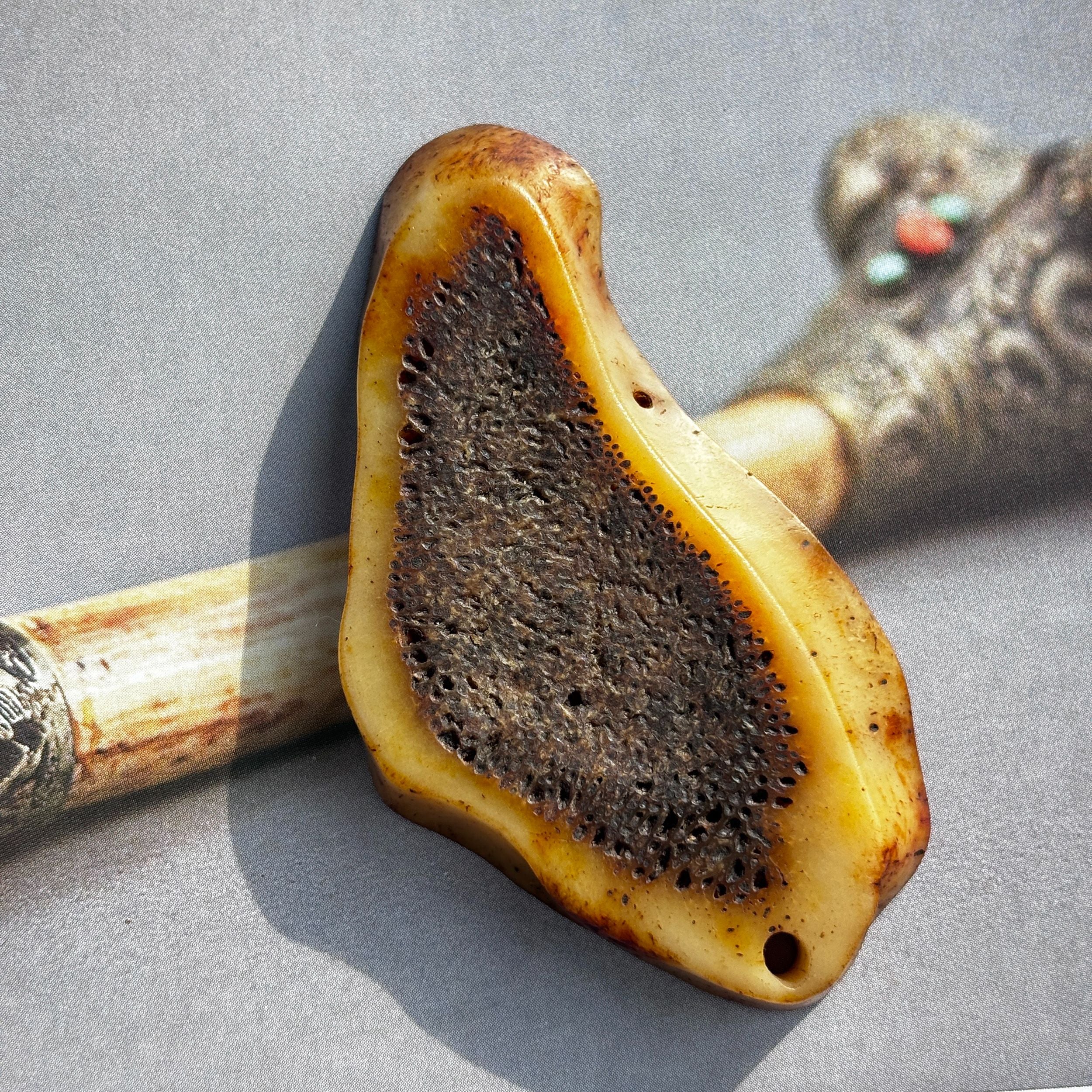 Tibetan Yak Bone Pendant Necklace Vintage Spiritual Amulet