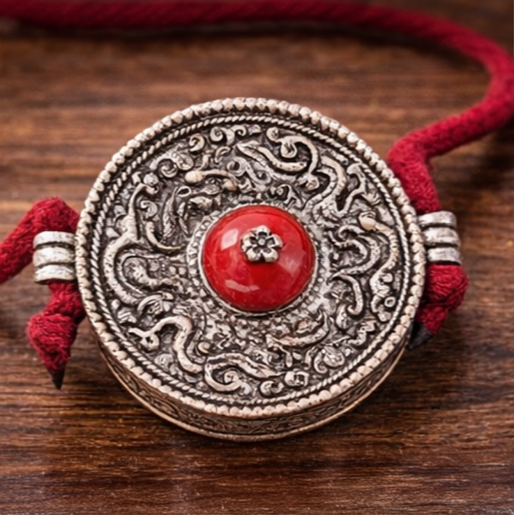 Tibetan Gau Amulet Necklace – Handmade Prayer Box Pendant for Protection & Blessings