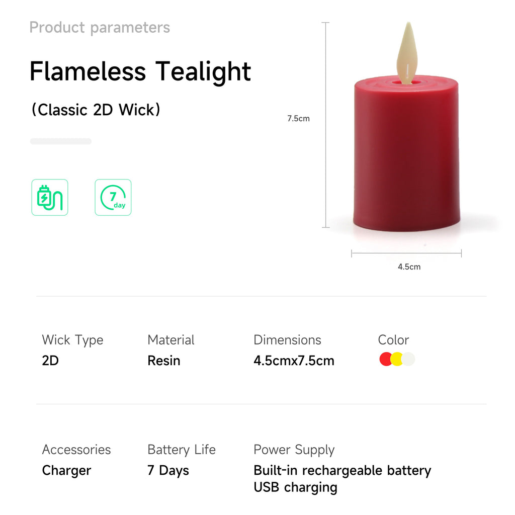 Flameless Tealight (Classic 2D Wick)