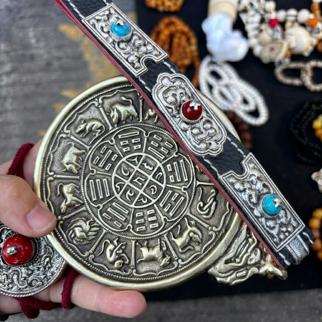 Tibetan Zodiac Protection Charm – Nine Palace Eight Trigrams Pendant